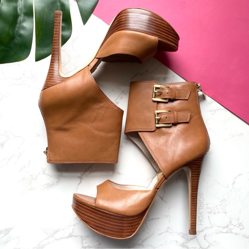 Michael Kors Ankle Wrap Buckles Teaser Platform Heels 7.5